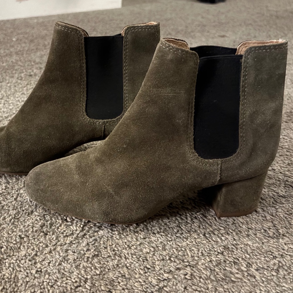 Madewell Green Leather Suede Walker Chelsea Ankle Booties